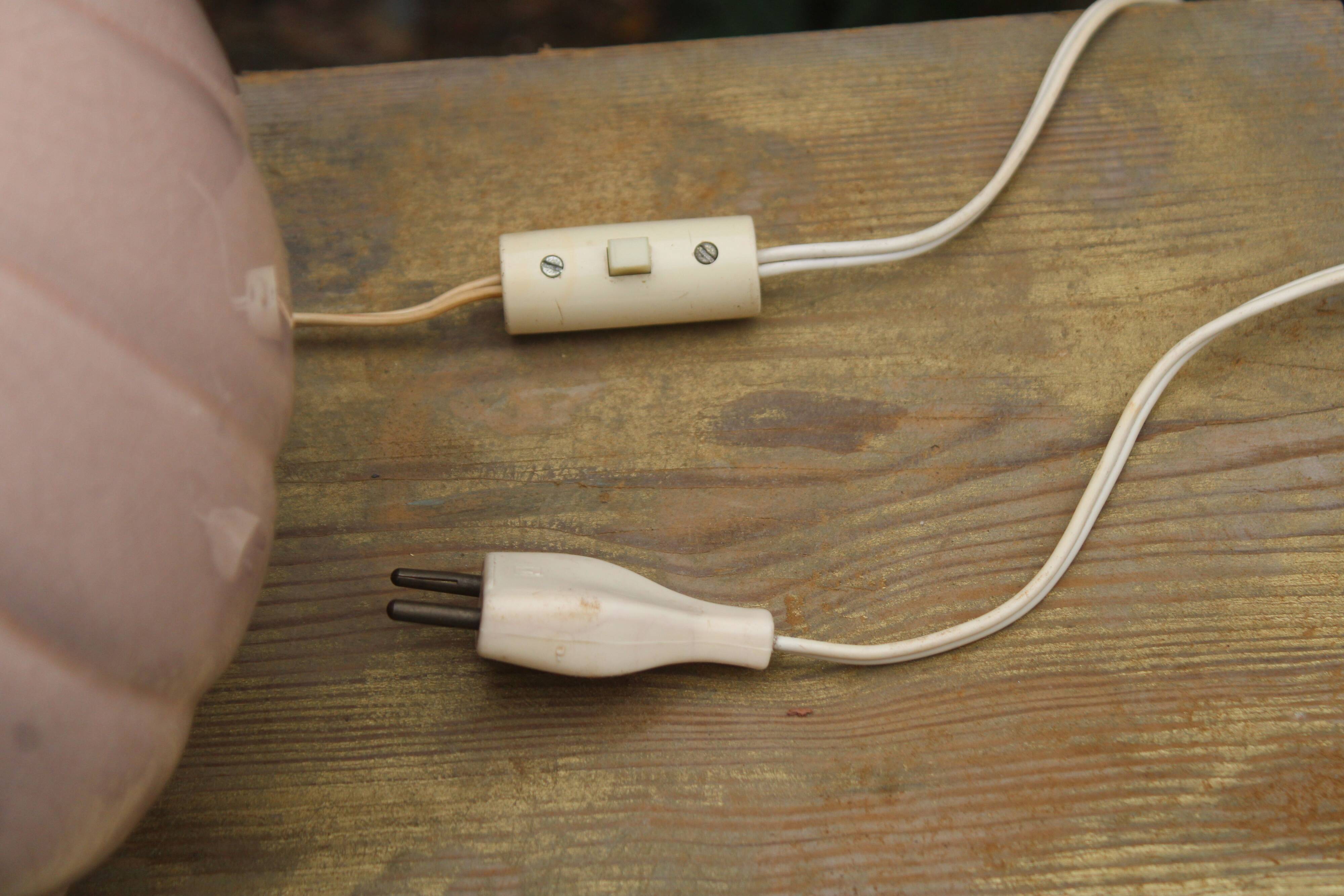 Vintage powder pink ceramic lamp with coral shade