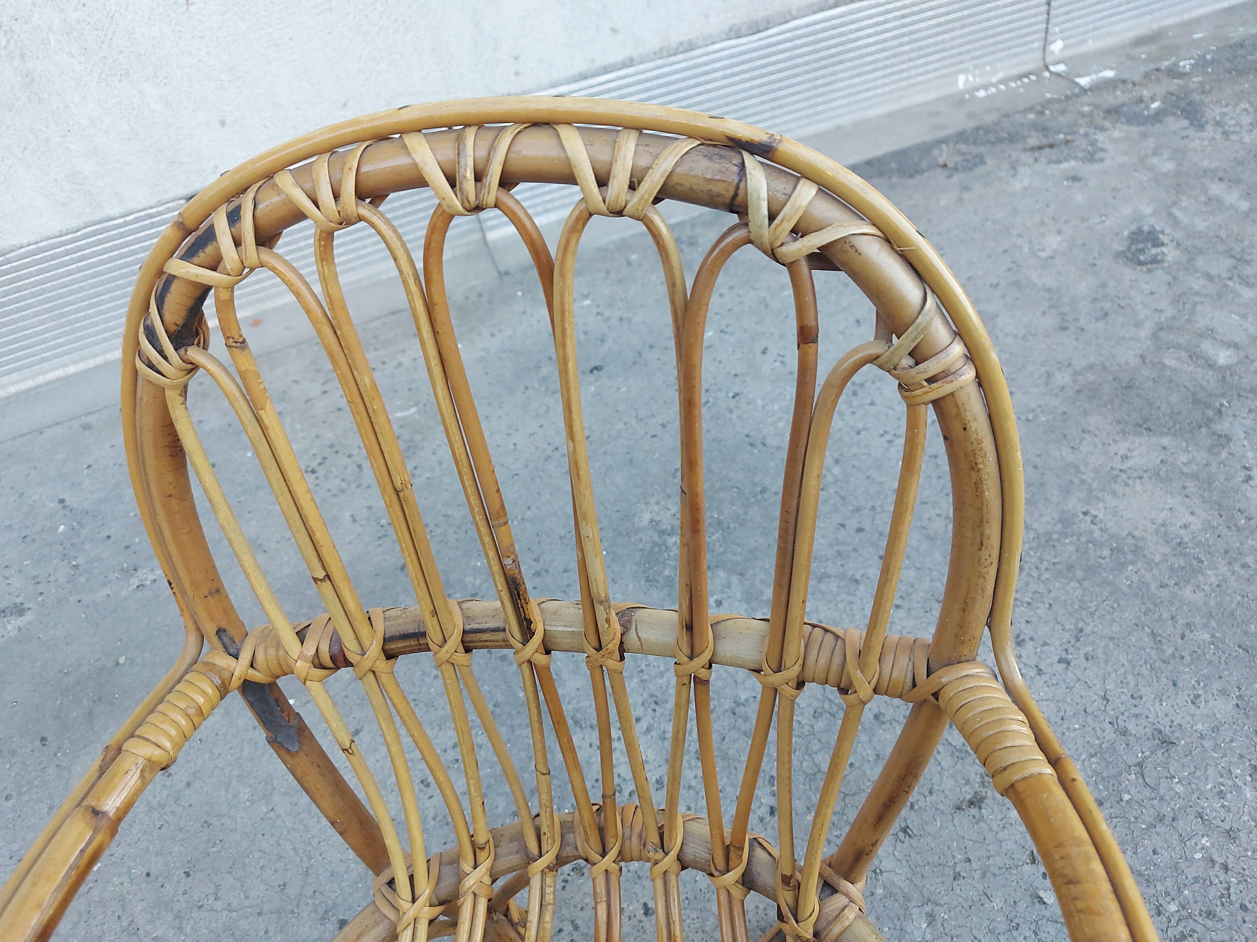 Vintage rattan children's armchair