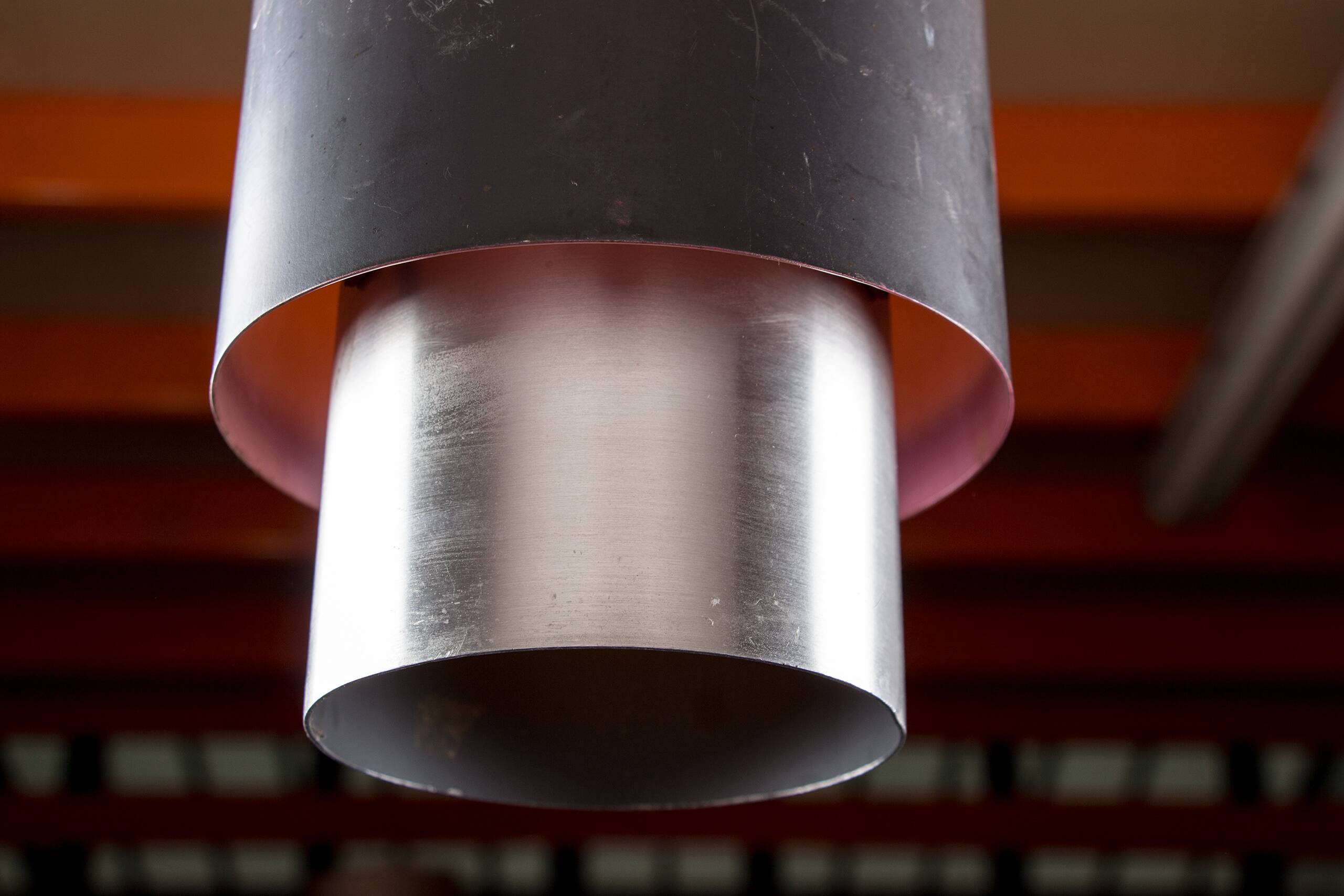 Large Danish aluminum pendant light, Zénith model by Jo Hammerborg for Fog & Mørup 1960.