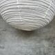 Very large round Japanese-style rattan and natural linen pendant light D:80