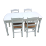 Ensemble table de ferme  blanche et quatre chaises