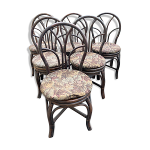 Suite de six chaises en osier courbé