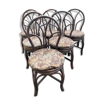 Suite de six chaises en osier courbé XX siècle