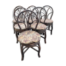 Suite of six chairs in curved wicker XX century