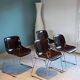 4 Vintage Space Age Chocolate Brown & Chrome Chairs 1970