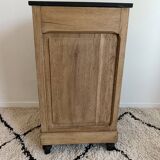 Bedside table in solid black oak and natural Art Deco wood