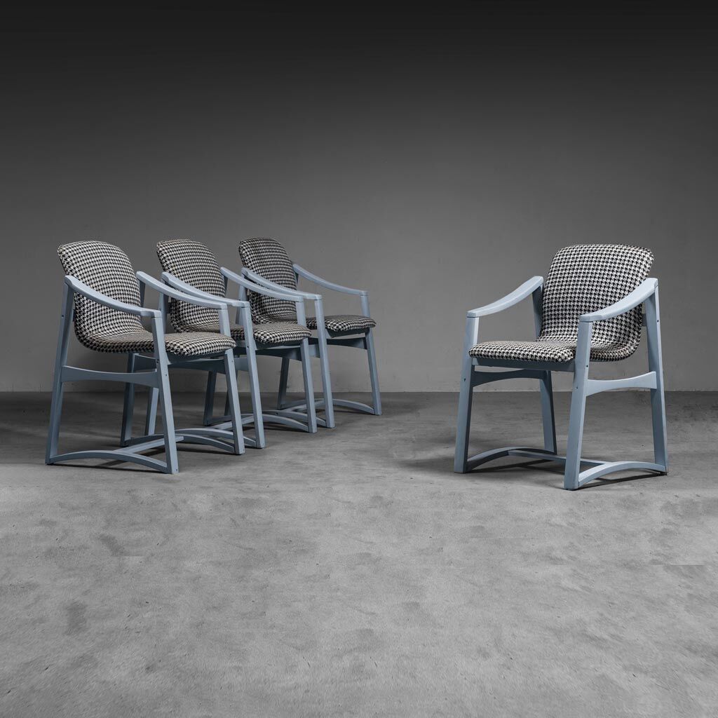 Set of 4 chairs fabric pied de poule anni' 60 vintage modern