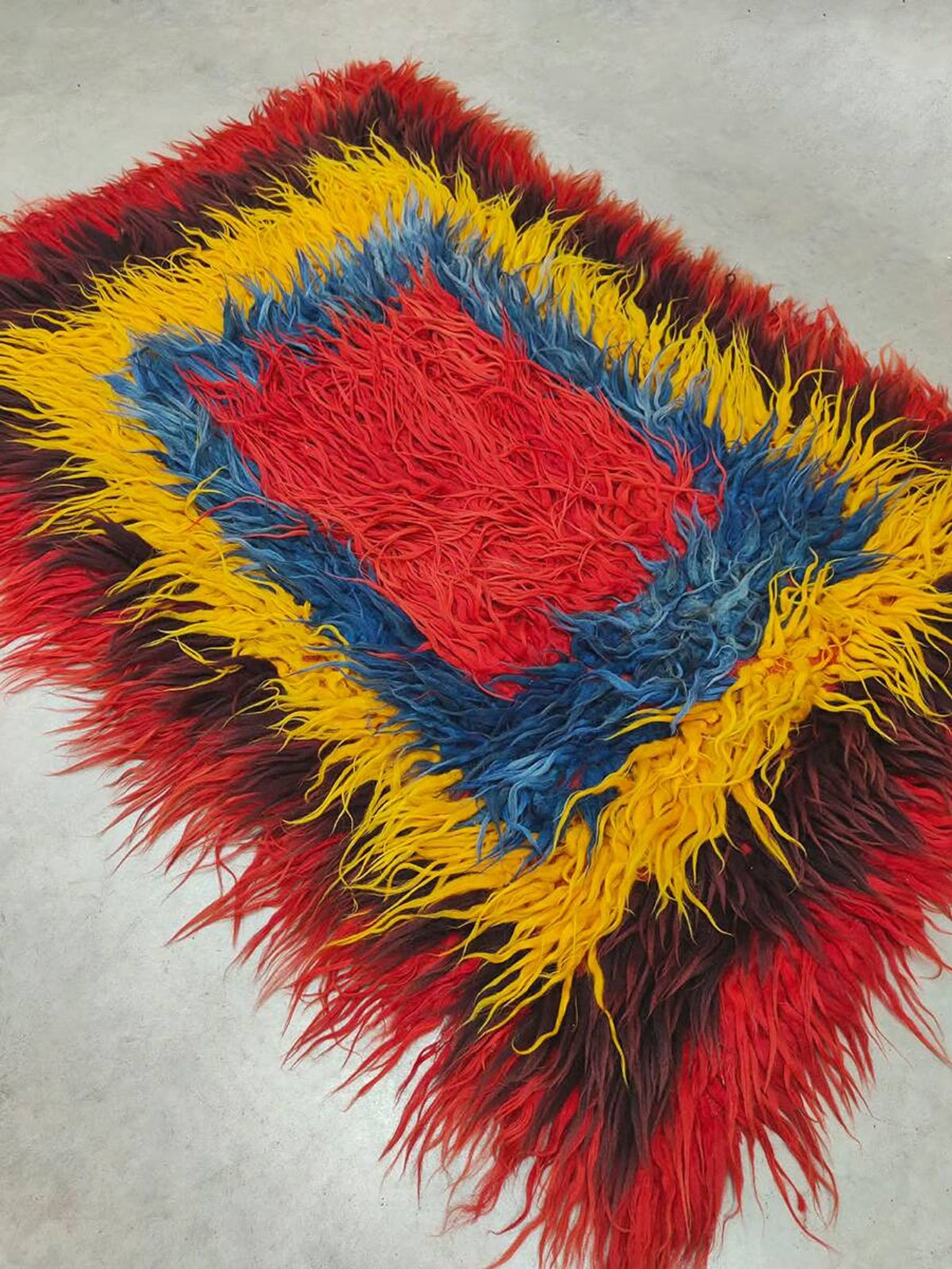 Vintage Turkish Tulu rug carpet 'Geometric colours'