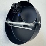 Suspension industrielle ancienne emaillee bleue