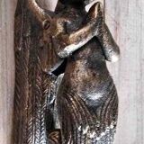 Small bronze-colored cast iron mermaid or cherub door knocker - 20th century