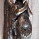 Small bronze-colored cast iron mermaid or cherub door knocker - 20th century