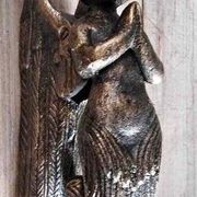 Petit heurtoir sirène ou angelot en fonte couleur bronze - xxè