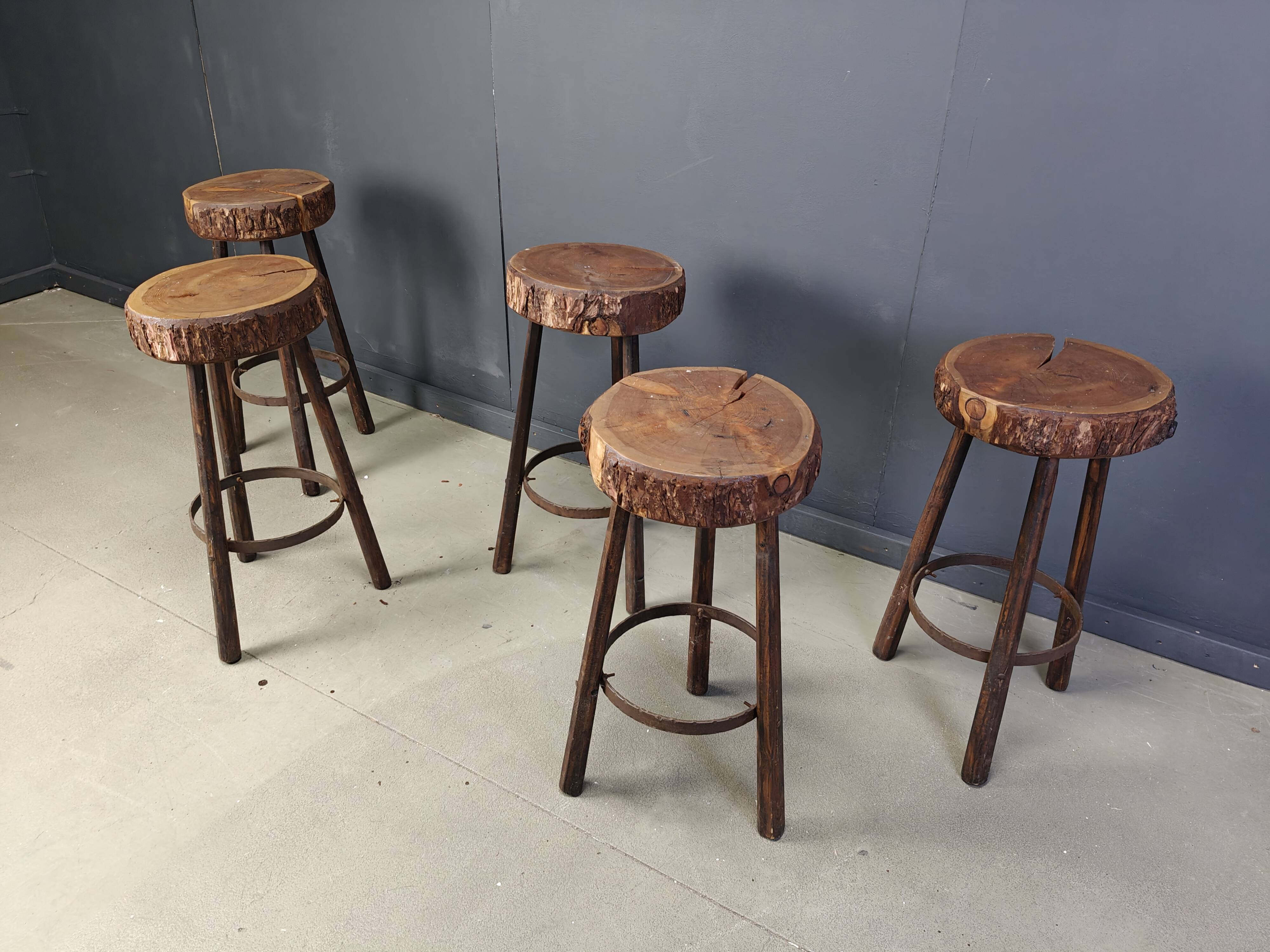 Vintage tree trunk bar stools, 1970s