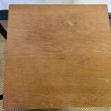 Pair of wooden and vintage metal bedside tables