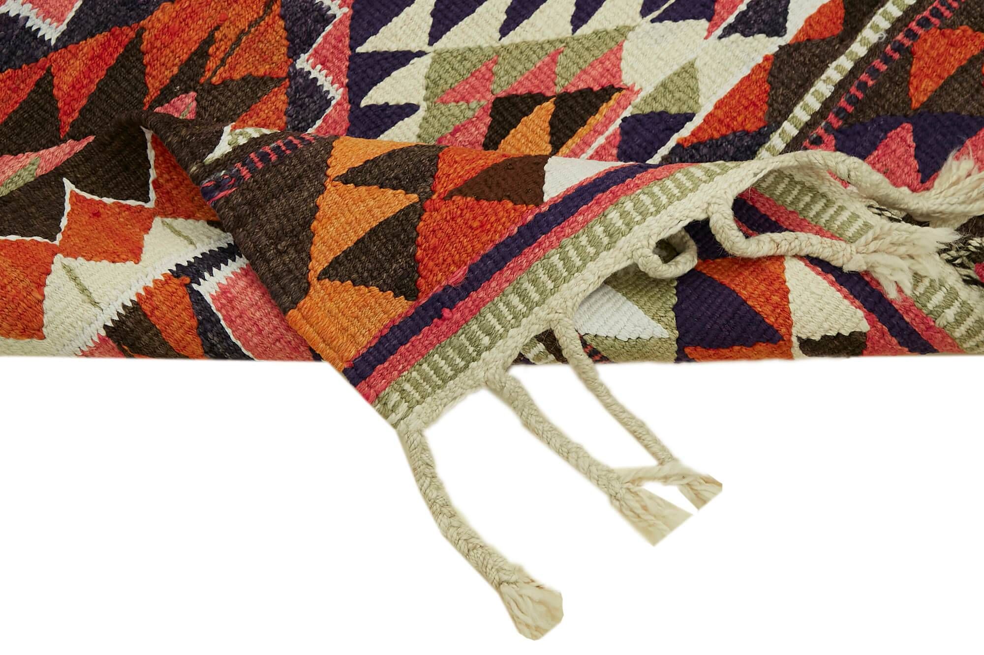Turkish Handwoven Vintage Herki Kilim 90 cm x 348 cm