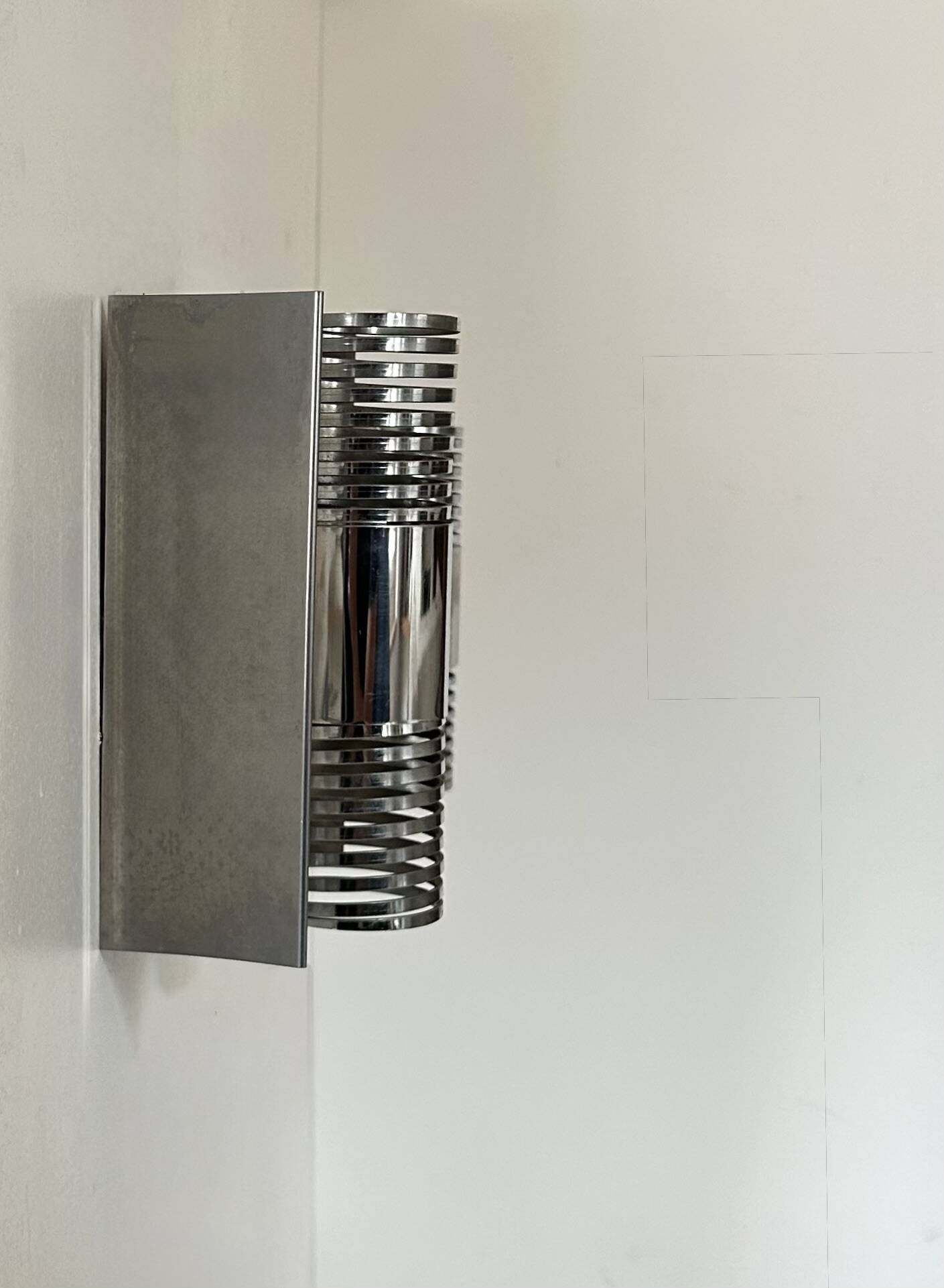 Pair of vintage chrome metal wall lights, France 1970