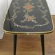 Grande table basse 1960' décor rococo & pieds compas