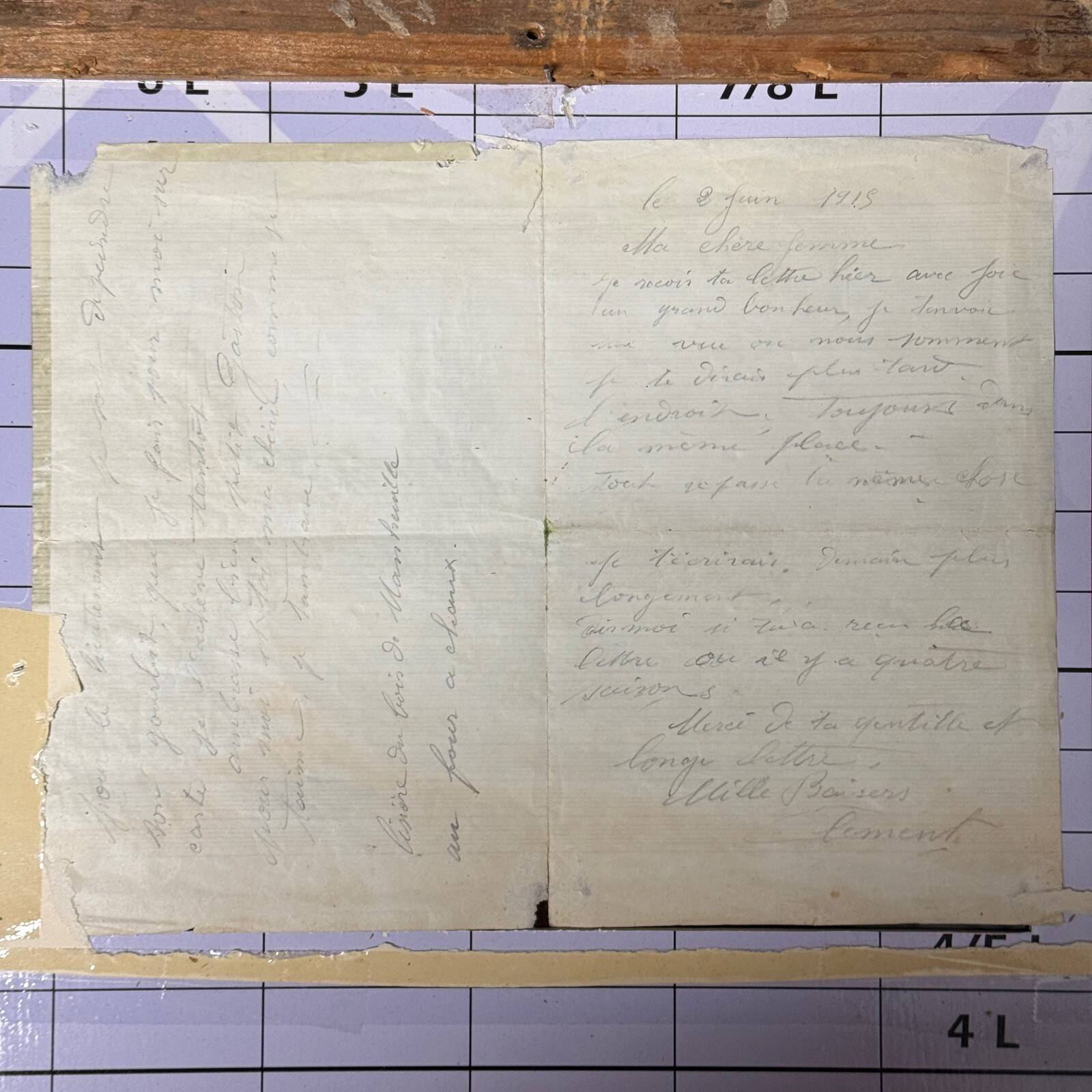 Watercolour on paper depicting a path by C. Piveteau 1915