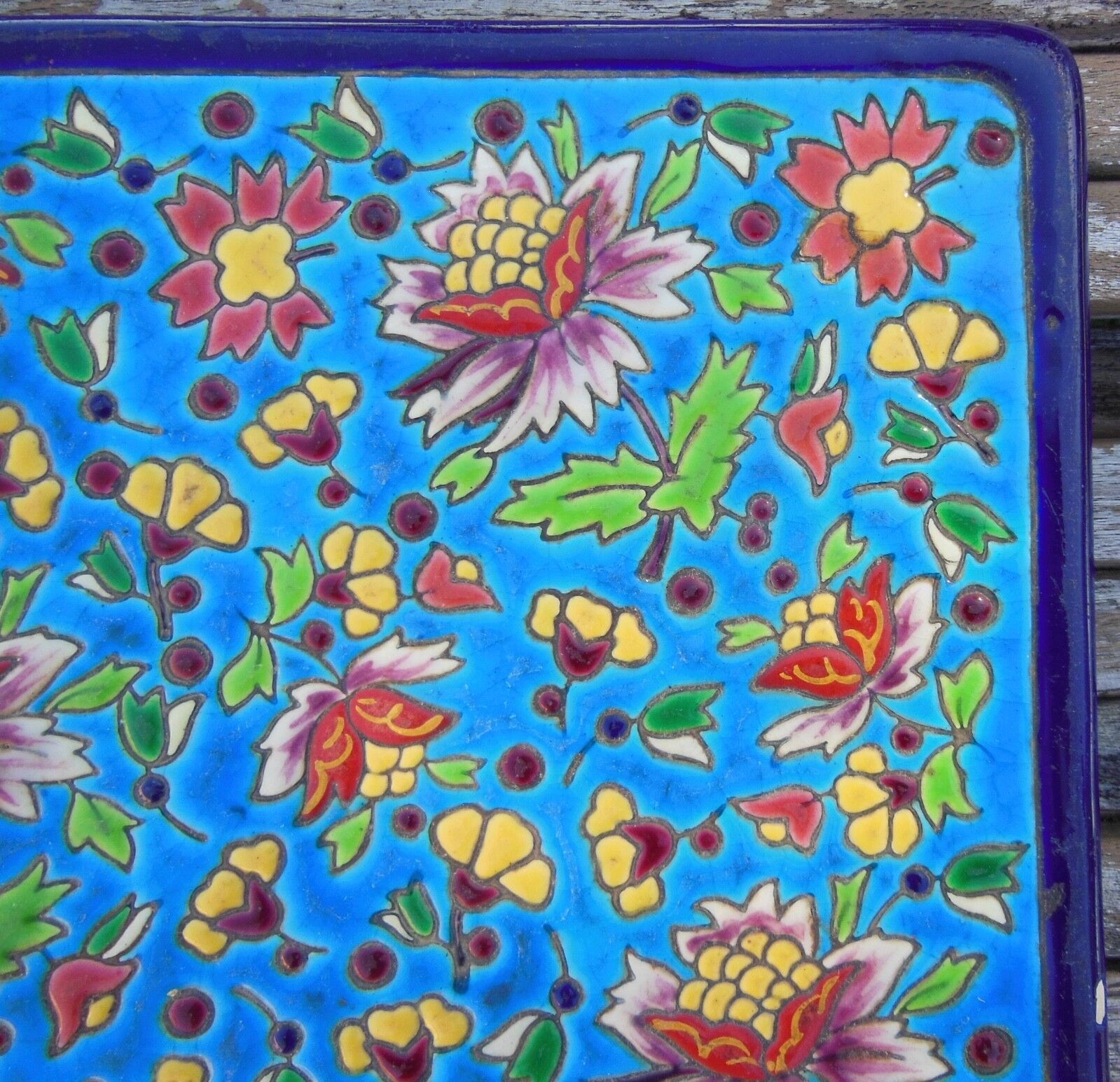 CLOISONNÉ DE LONGWY SOUS PLATE - RARE DÉCOR by LONGWY