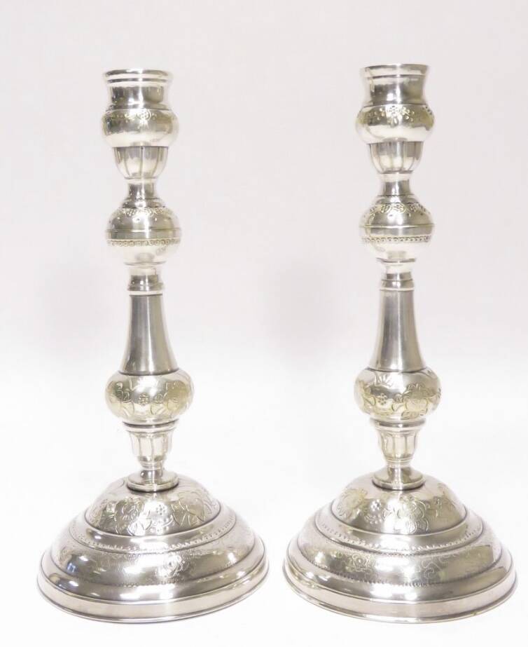 Silver metal candlesticks