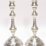 Silver metal candlesticks