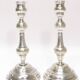 Silver metal candlesticks