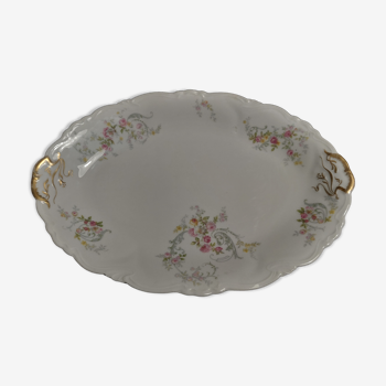 Plat de service ovale en porcelaine décor floral Charles Arhenfeldt Limoges