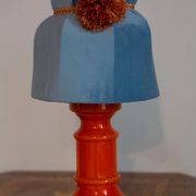 Orange and blue ceramic table lamp with velvet, Italy, 1960s