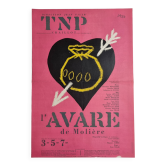 Poster after Jean Carlu (Jacno), the miser by Molière, TNP Chaillot, 1960