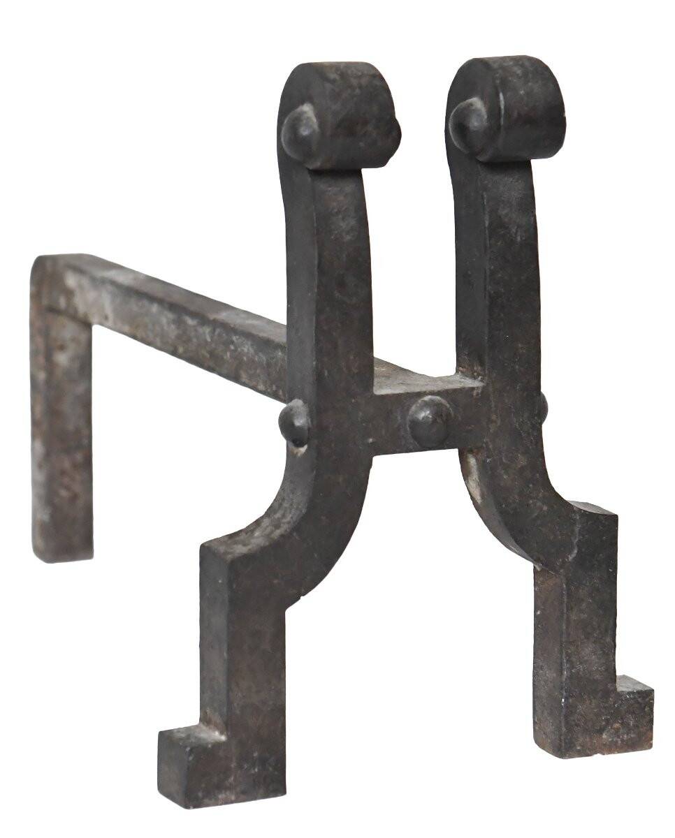 Pair of wrought iron fire dogs