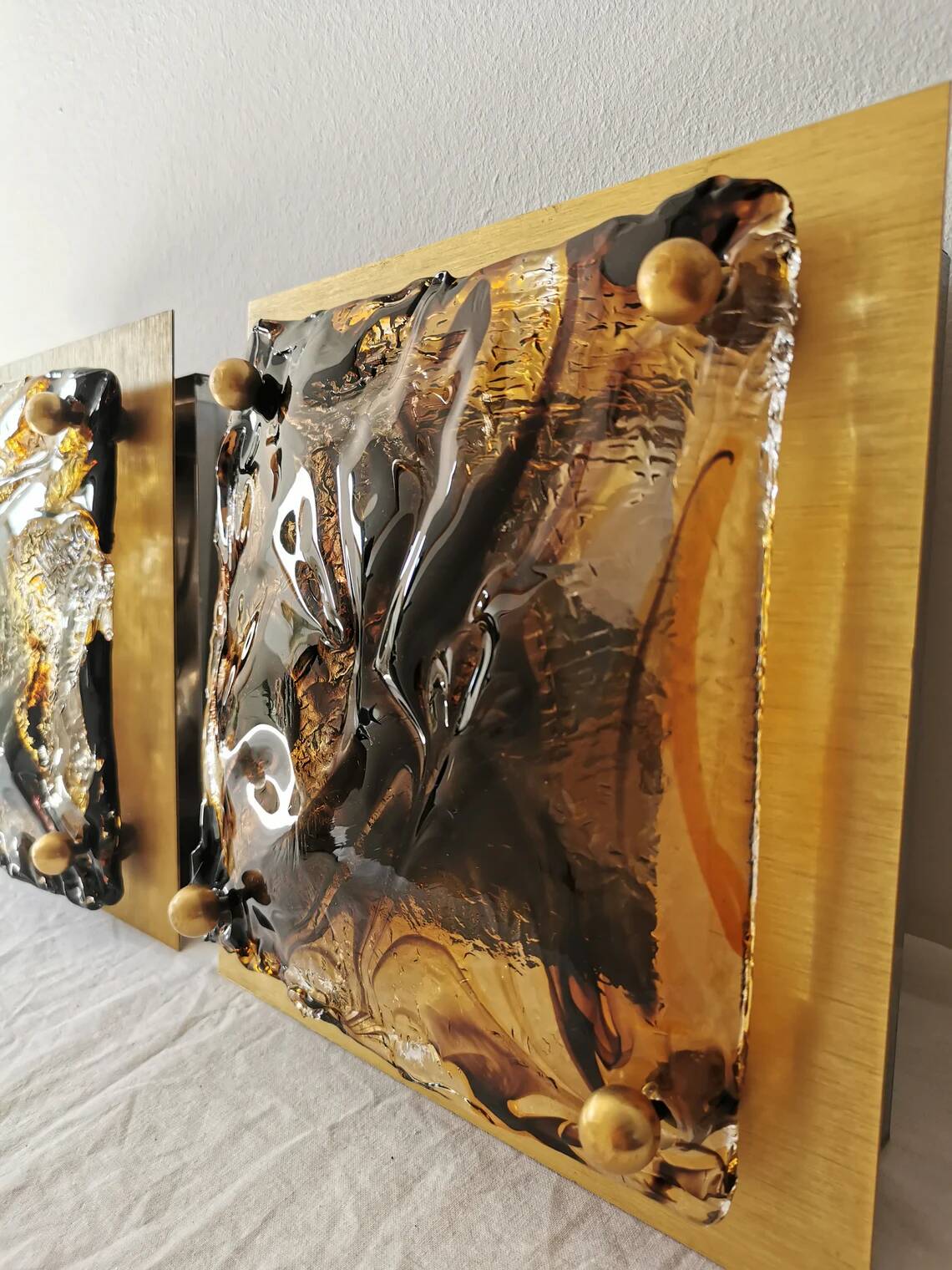 Set of 2 Murano Glass Wall Lamps by Toni Zuccheri for Venini, 1970s Italy