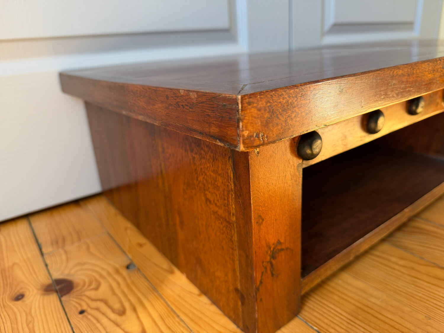 Pair of solid wood coffee tables – rustic / wabi-sabi style (1950-198)