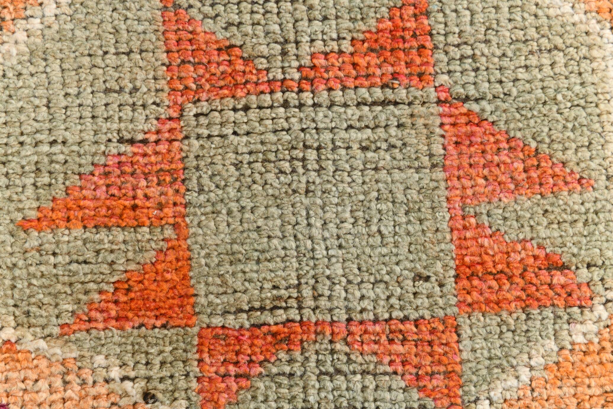 Tapis runner vintage berbère, motifs géométriques orange violet, 74x307Cm