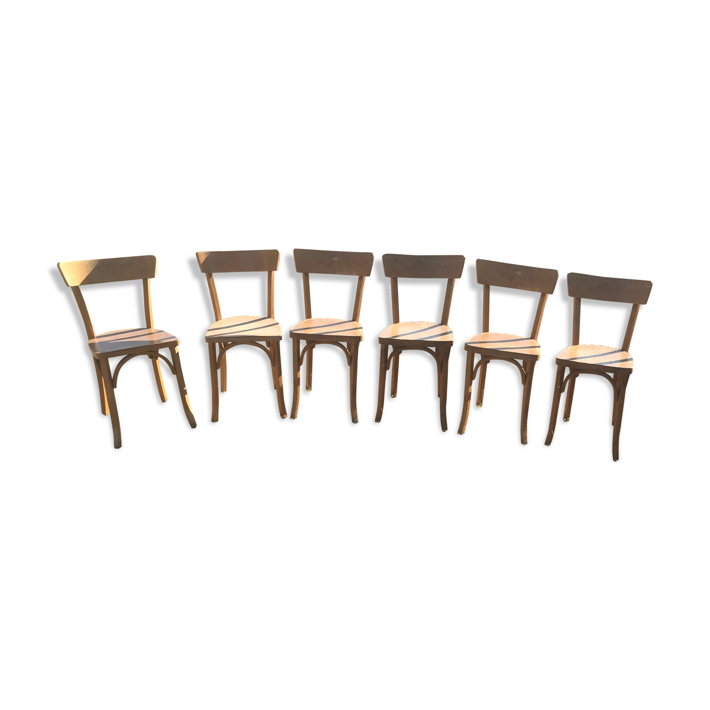 Lot of 6 vintage wooden bistro chairs