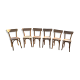 Lot of 6 vintage wooden bistro chairs
