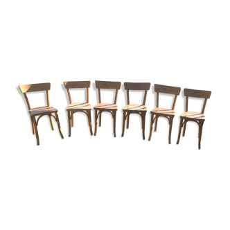 Lot of 6 vintage wooden bistro chairs