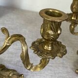 Pair of bronze rocaille candlesticks