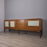 VINTAGE 1960S WOODEN SIDEBOARD WITH BAR COMPARTMENT, ITALIAN DESIGN