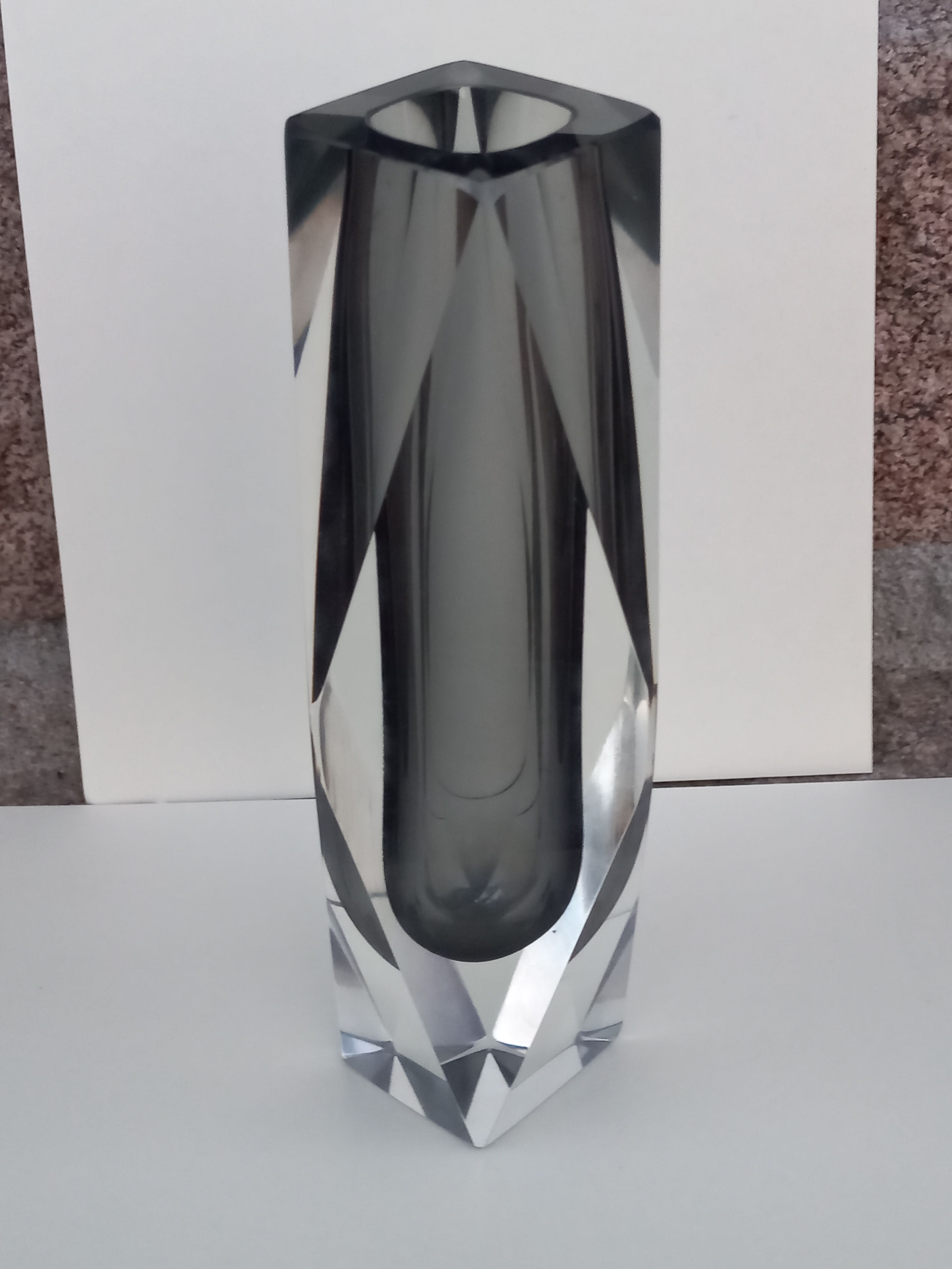 Glass vase Sommerso Murano of the 70s 21cm