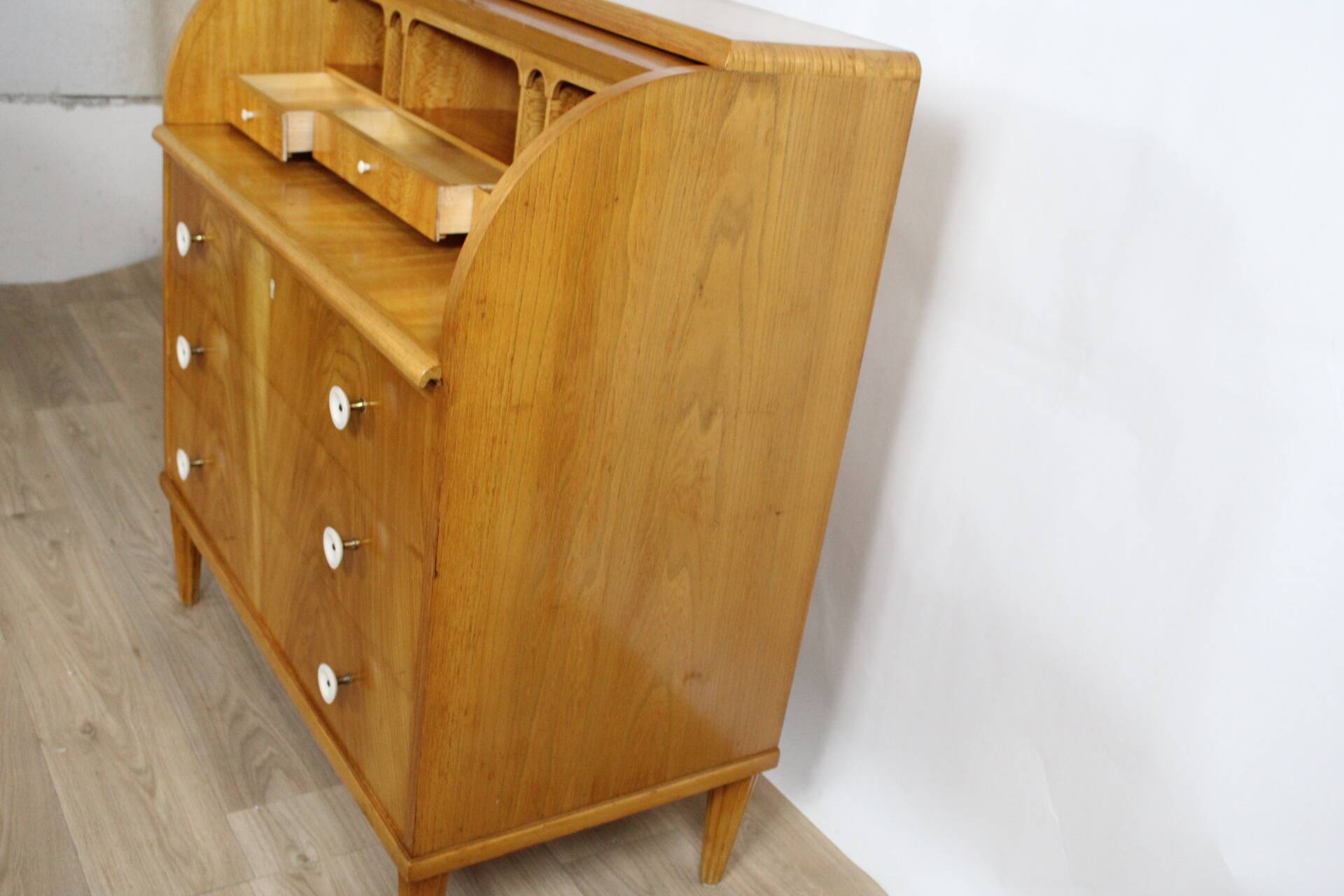 Teak roll-top desk – Sweden, 1960s