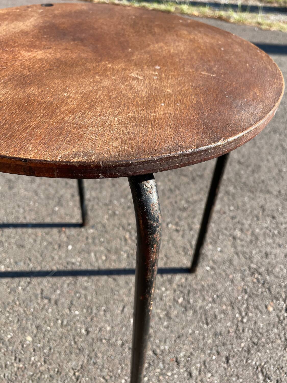 Wooden and metal workshop stool