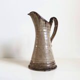 Enamelled stoneware pitcher signed