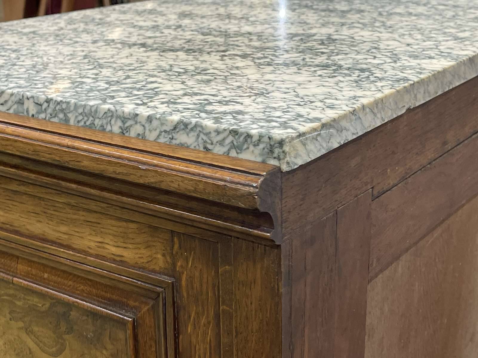 SOUBRIER Chippendale sideboard in oak, elm burl and marble