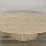 Oval coffee table in Italian design travertine from the 70s