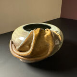 Sculptural ceramic vase – draped shape – vintage decorative piece