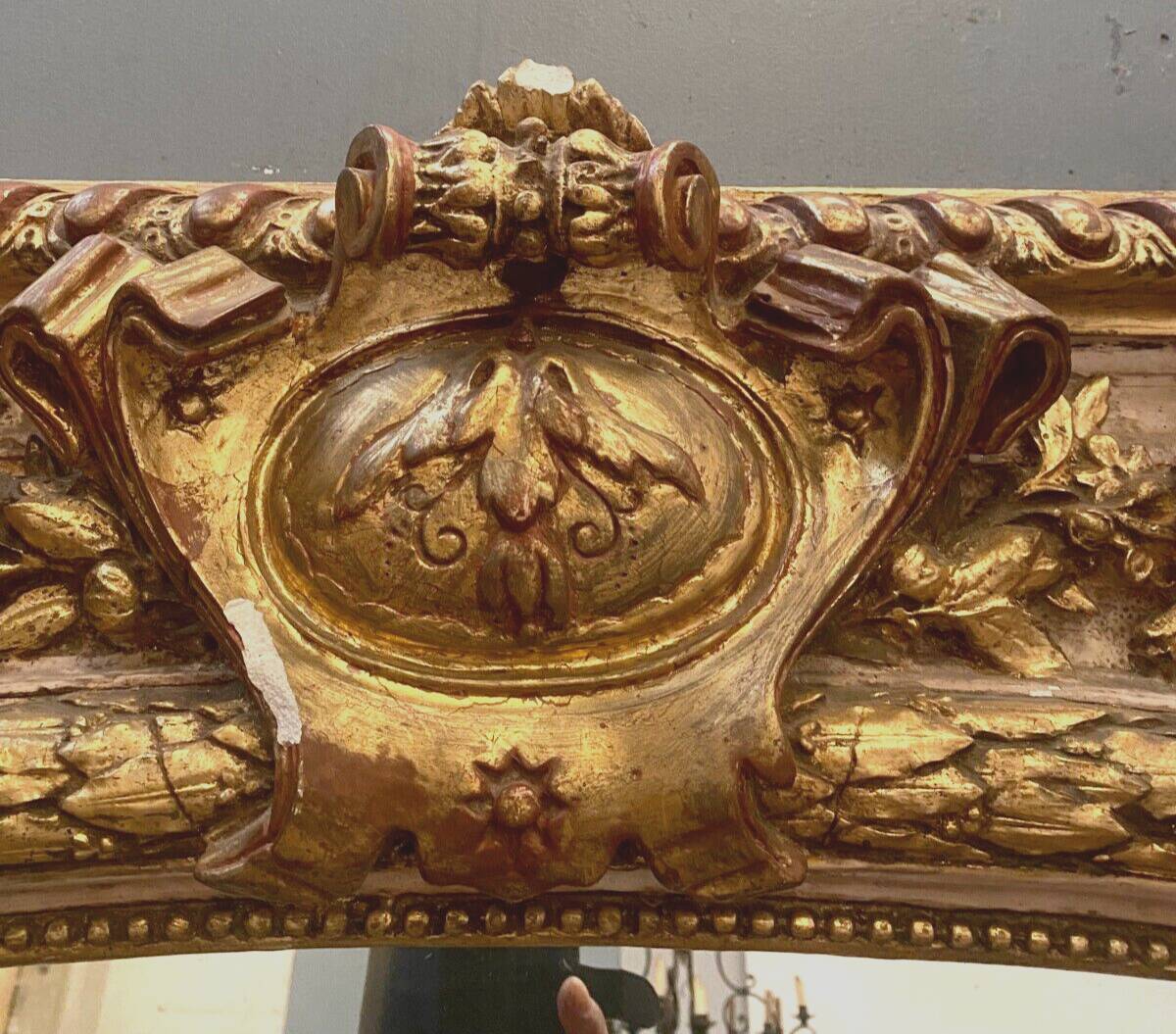 Louis XV style mirror in wood and gilded and patinated stucco 19th century