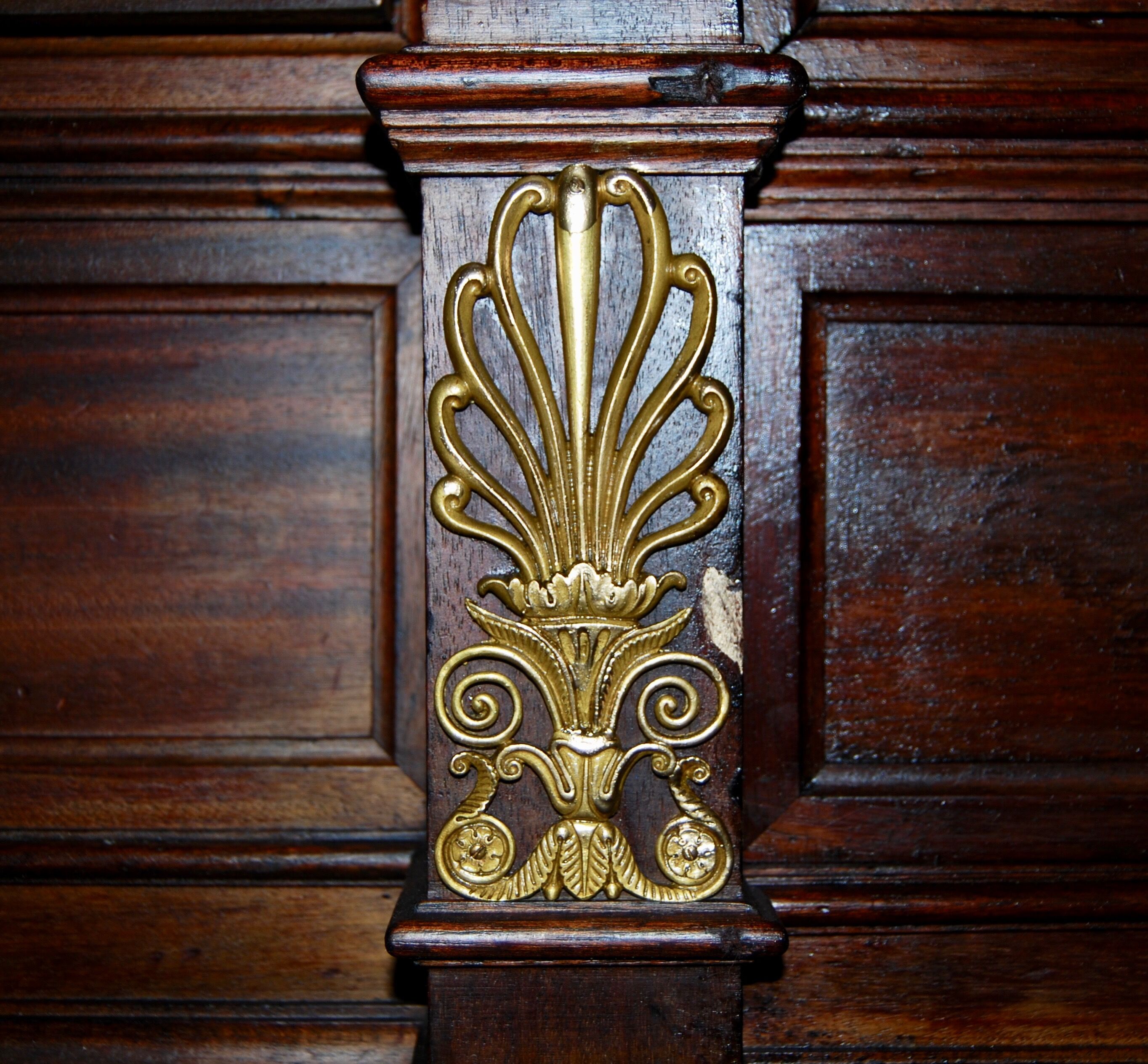 Large Empire library in solid mahogany, late nineteenth century