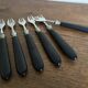 Set de 6 fourchettes à huitres 19e en bois d'ébène