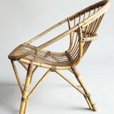 Salon, fauteuil et table en rotin 1960's