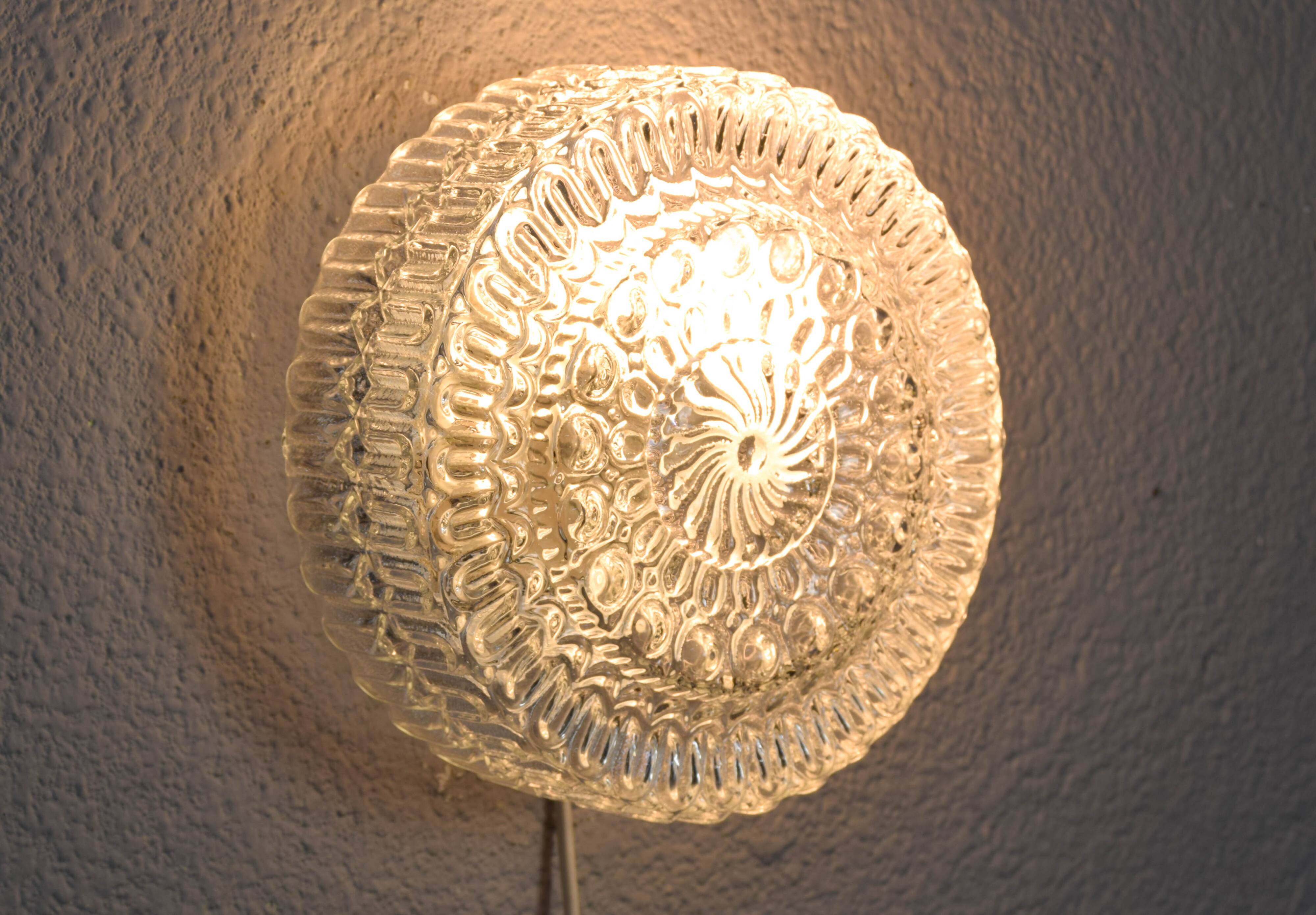 Mid Century Modern Germany Cut Glass Flush Mount or Sconce 60s